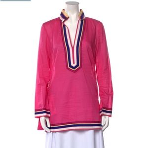 Tory Burch Pink Linen Stripe Tunic